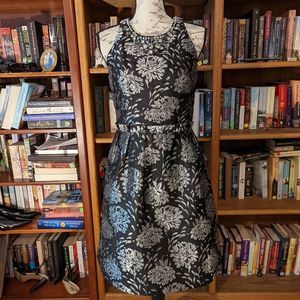 Eliza J jewel embellished silver and black floral dress size 6 euc